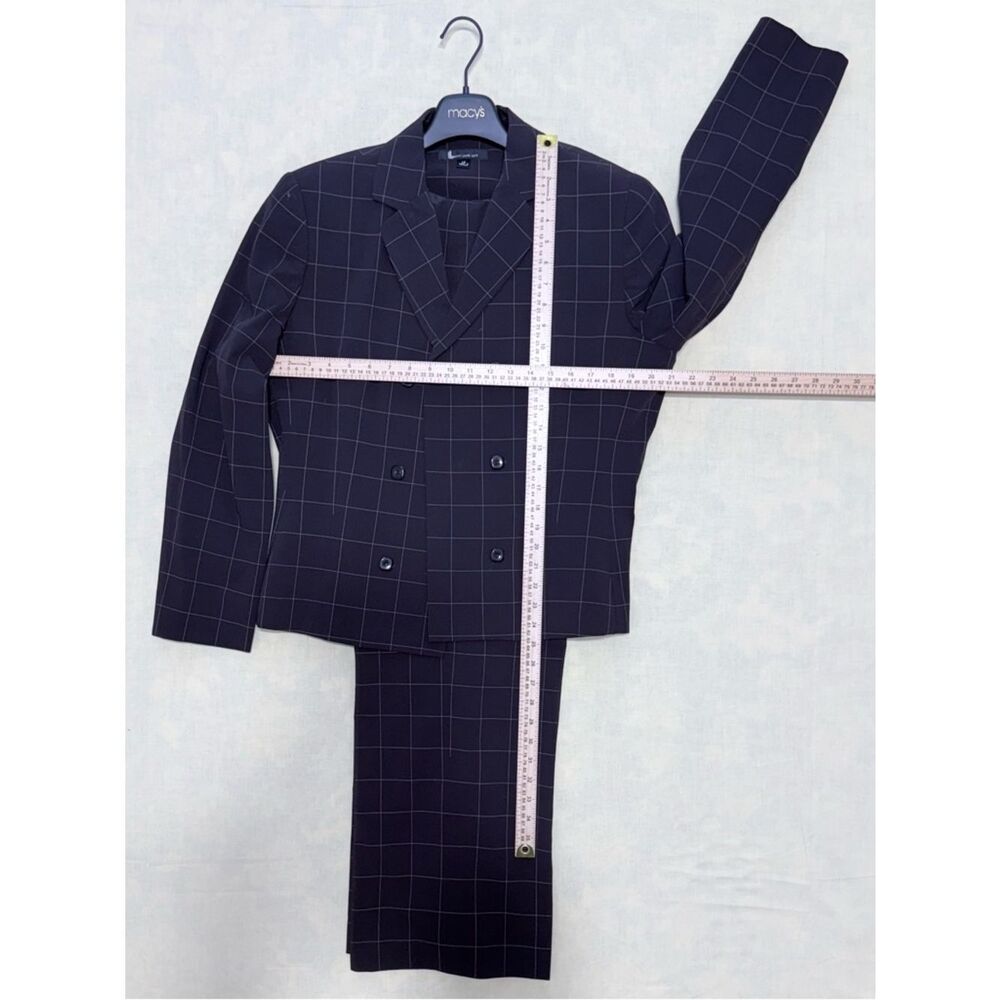 Vintage Larry Levine Windowpane 2-Piece Pantsuit - Double Breasted Blazer Set - Picture 5 of 17